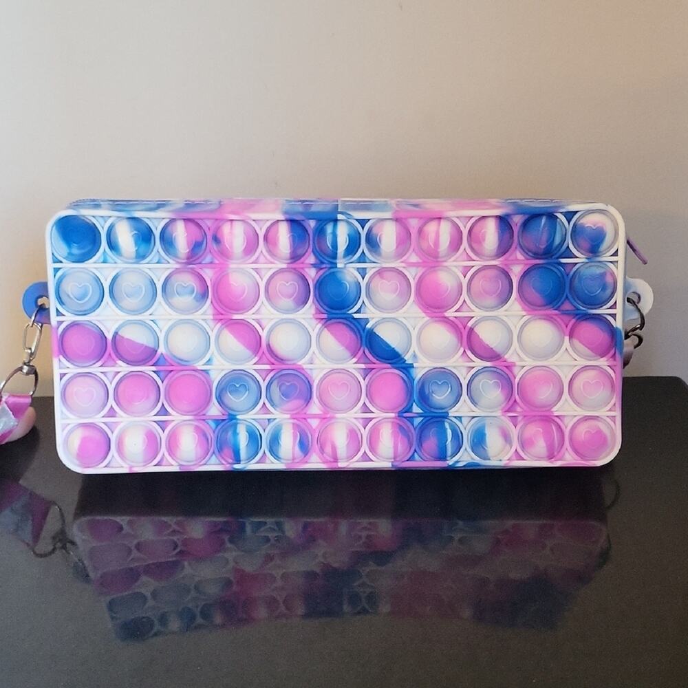 Figet Purse Vibrant Pink and Blue Crossbody Bag 8 X 4 - Picture 11 of 11